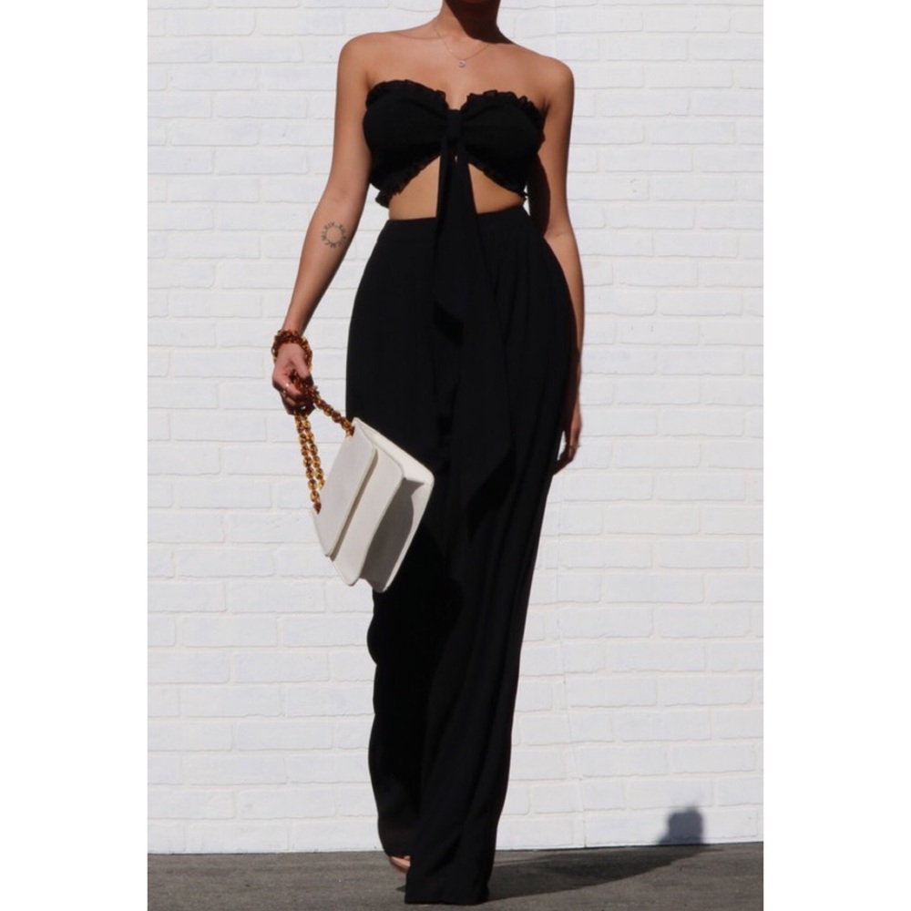NWT Black strapless top and pants set - Picture 2 of 7